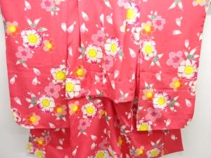 桜模様子供着物（重ね衿付き）